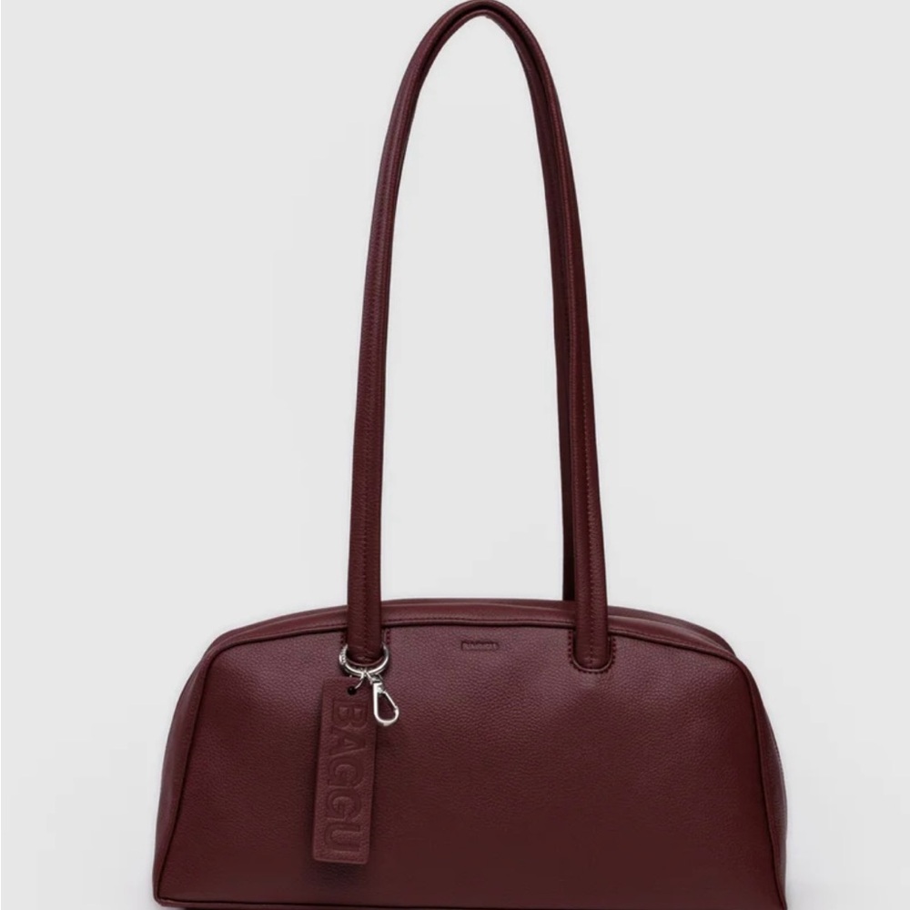 Baggu Mahogany Medium Leather Bowler Bag | NEW